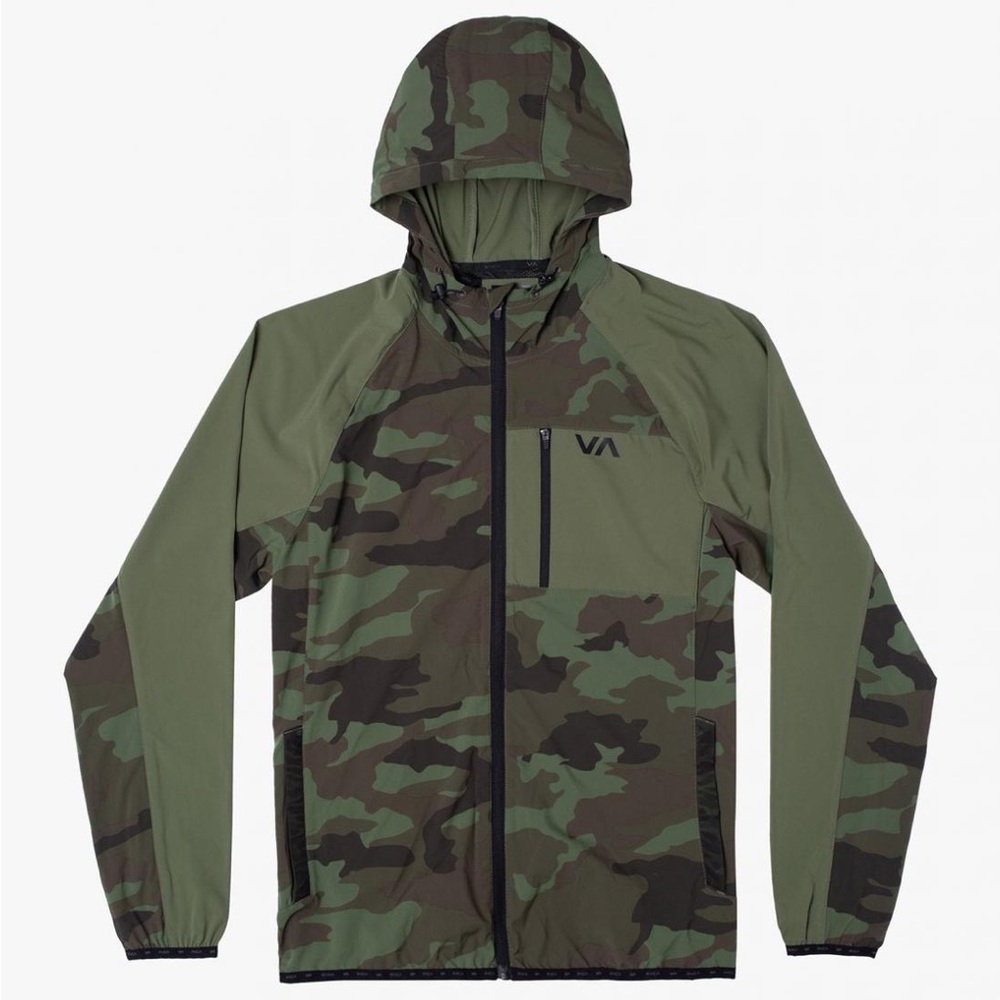 RVCA YOGGER FULL ZIP UP HOODED CAMO JACKET NWT